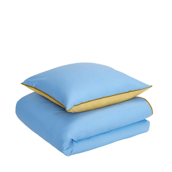 Aki Bed Linen 80/220 Blue/Yellow^Hübsch Discount