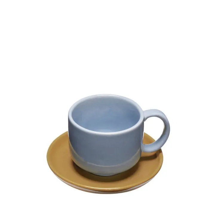 Amare Cup/Saucer Light blue/Brown^Hübsch Store