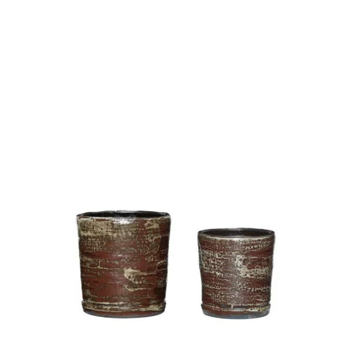 Fossil Pots Brown (set of 2)^Hübsch Cheap