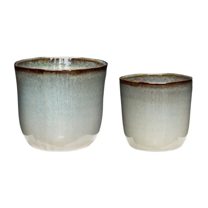 Glaze Pots Light blue (set of 2)^Hübsch Outlet