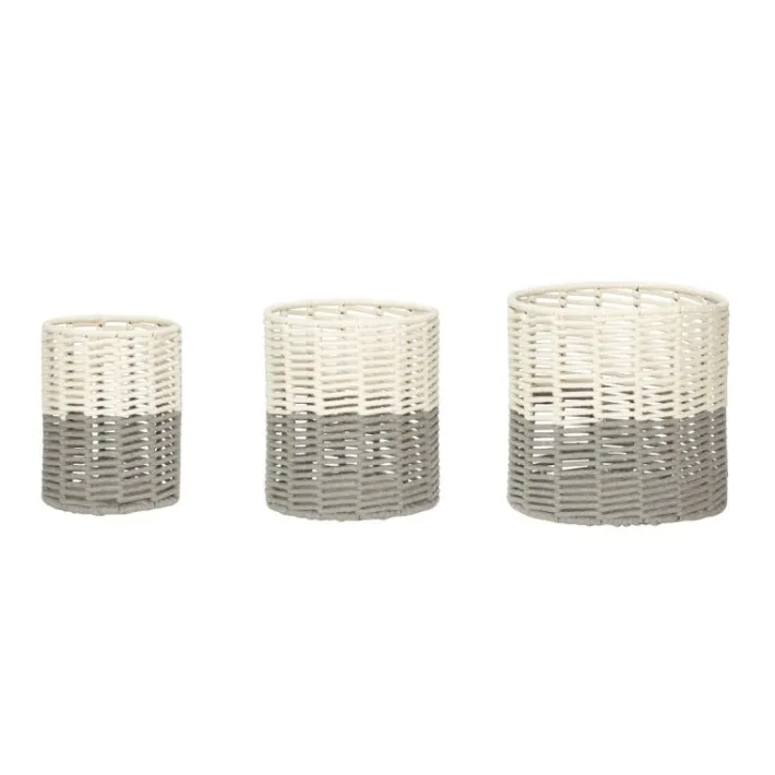 Ontrend Baskets Grey/White (set of 3)^Hübsch Cheap