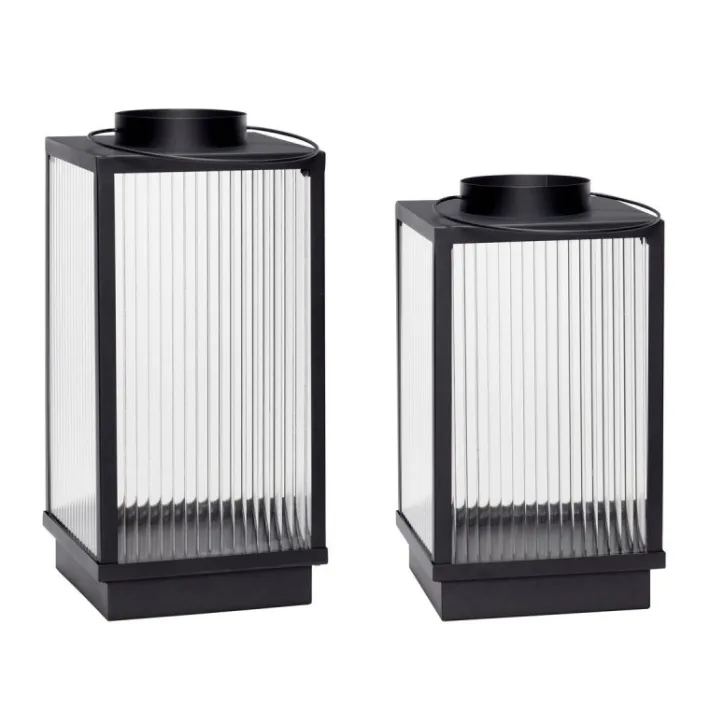 Ripple Lanterns Black (set of 2)^Hübsch Discount