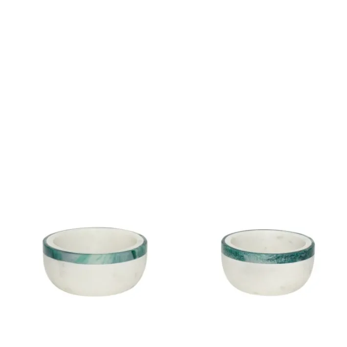 Snacky Bowls White/Green (set of 2)^Hübsch Outlet