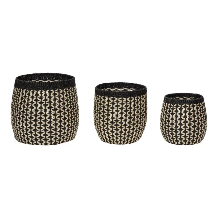 Sprout Baskets Black/Natural (set of 3)^Hübsch Hot